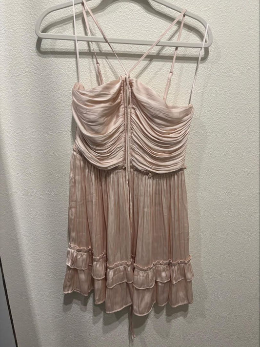 Aqua Peach Ruched Strap Mini Dress, M