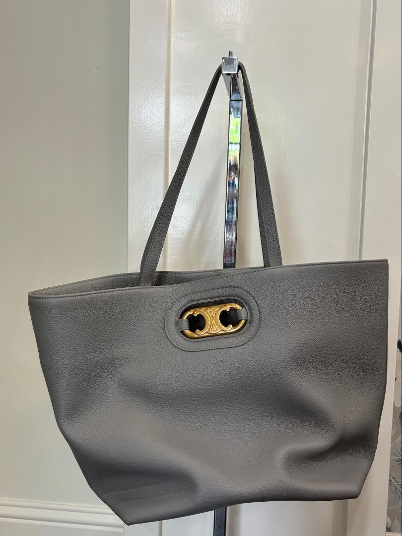 Celine Grey Triomphe Medium Cabas Tote Bag, None
