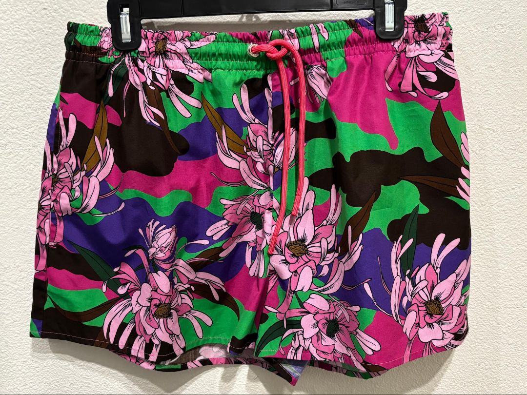 Moncler Multi-Color Drawstring Floral NWT Shorts, 44