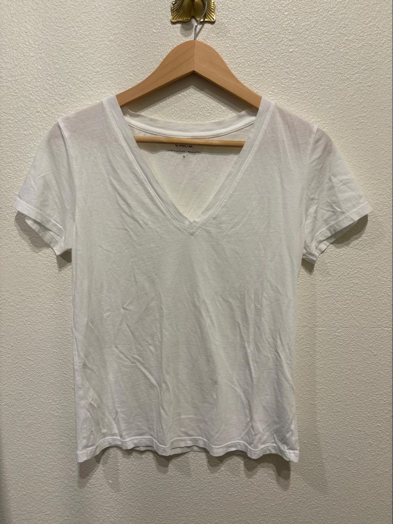 Vince White 100% Pima Cotton V-Neck T-Shirt, s