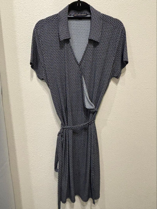 Brooks Brothers Navy Blue Printed Wrap Dress, XL