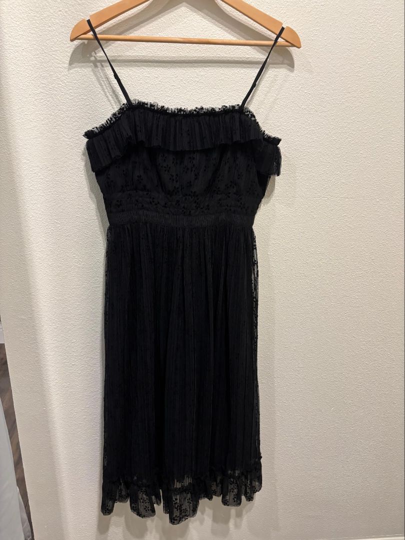 J. Crew Black Tulle Flower Detail Spaghetti Strap NWT Dress, 4